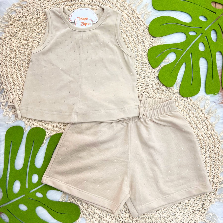 Conj. Regata e Short com Strass - Areia